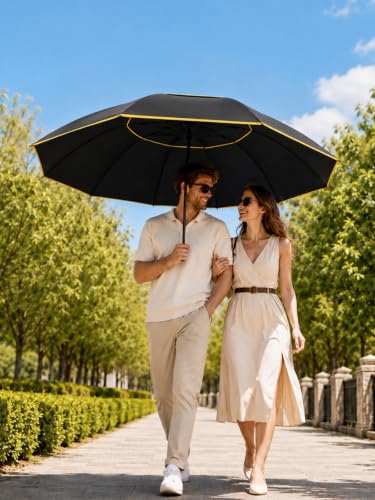 Kalolary 62 Inch Extra Large Golf Umbrella UV Protection Compact Umbrella - color: Black