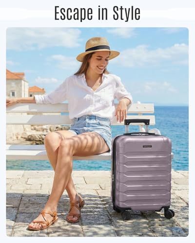 LIGHT FLIGHT Carry On Luggage 22x14x9 Airline Approved Suitcase,Black - color: Black