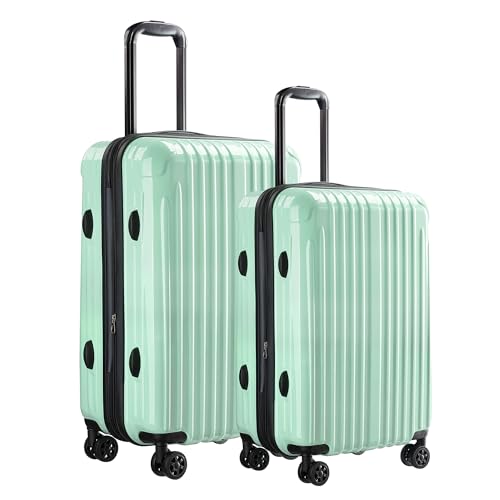 Luggage 2 Piece Set, Lightweight Hardside Suitcases, 20/24Inch - color: Mint, size: 2-piece(20"/24")