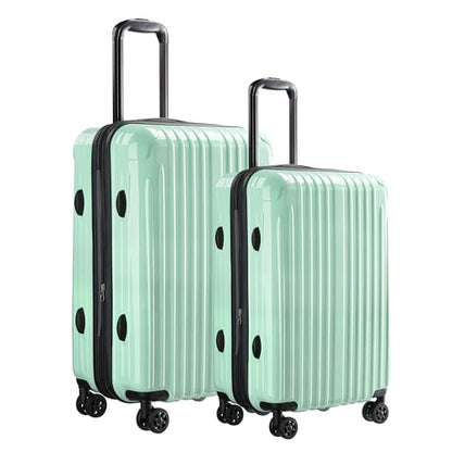 Luggage 2 Piece Set, Lightweight Hardside Suitcases, 20/24Inch - color: Mint, size: 2-piece(20"/24")