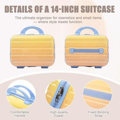 Hardside Luggage, Durable ABS Suitcase with Spinner Wheels Rainbow - color: Rainbow, size: 14/20 Inch