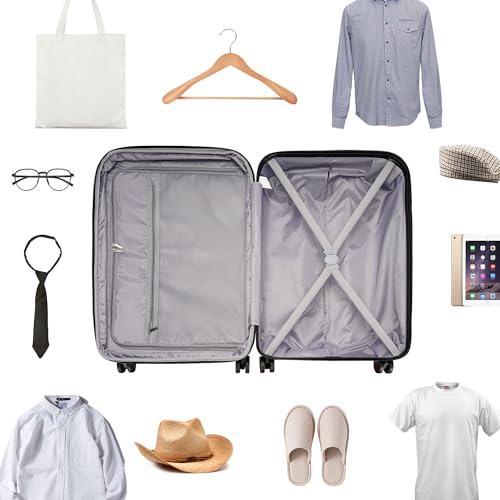 GinzaTravel 3-Piece White ABS Hardside Luggage Set 20"/24"/28" Suitcases - color: White