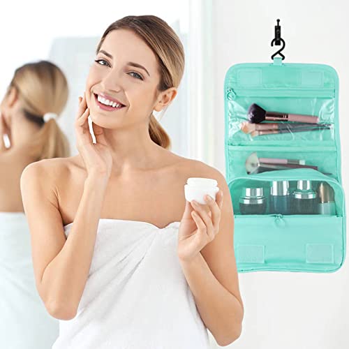 Hanging Toiletry Bag for Women, Portable Mint Green Travel Summer Beach Bag - color: Turquoise