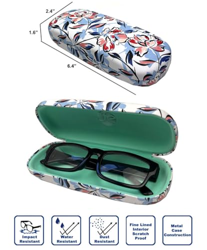 JAVOedge [4 PACK / 3 PACK], Printed Pattern Durable Hard Clamshell Eyeglass Case with Bonus Microfiber Cloth - color: Rose Flower, size: 3 PACK