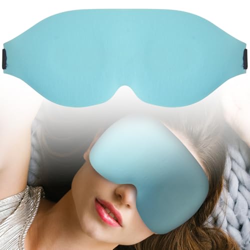 POVVIR 3D Sleeping Eye Mask, Total Blackout Blindfold, Zero Pressure Eye Cover, Breathable Soft Mask, Travel Nap Eye Mask, Deep Night Sleep Mask, Blue - color: Blue