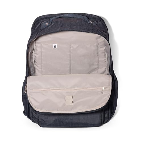 Baggallini Everyday Laptop Backpack - 11x15.5 Lightweight Water-Repellent Nylon Travel Bag w/Padded Laptop Sleeve & RFID - color: French Navy