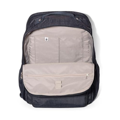 Baggallini Everyday Laptop Backpack - 11x15.5 Lightweight Water-Repellent Nylon Travel Bag w/Padded Laptop Sleeve & RFID - color: French Navy