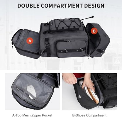 WITZMAN Travel Backpack for Men Women Carry-on Convertible Duffel Backpack - color: Silvery Grey