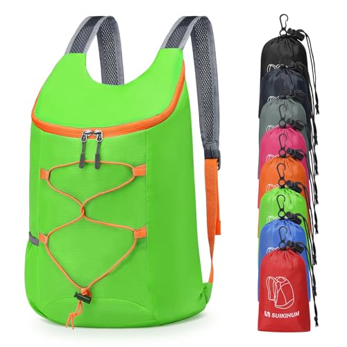 20L Small Hiking Backpack Lightweight Packable Daypack Green | Foldable Day Pack for Men Women Functional Style Small Outdoor Backpack Waterproof for Travel Camping Mountaineering - color: Green