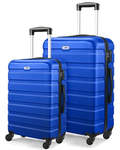 Suitour Luggage Sets 2 piece Carry on and Checked Luggage,Suitcases with Wheels 20/24 inch - color: Bright Blue, size: 2-Piece Set (20/24)