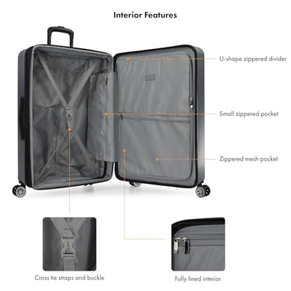Travel Select Snowcreek Hardside Expandable Spinner Luggage Set w/USB Port, Gray, 3-Piece - color: Gray, size: 3 Piece Set
