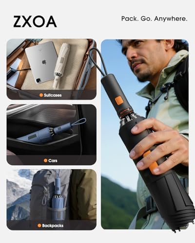 Windproof Reverse Folding Travel Umbrella for Rain, Compact - color: Black