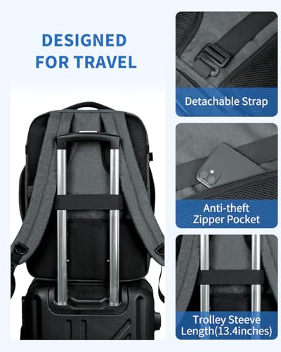 WANDF Personal Item Travel Bag 18x14x8, Carry On Laptop Backpack（Grey） - color: C-grey, size: 18x14x8