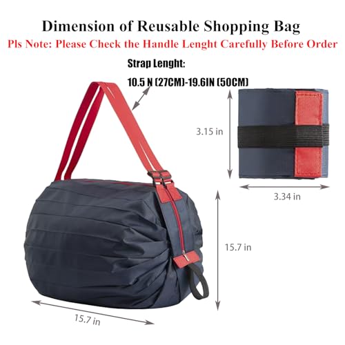 Foldable Reusable Shopping Bags 210D Nylon Waterproof Grocery Tote Travel Duffel Bag with Zipper & Adjustable Strap - color: 2pack-group 1
