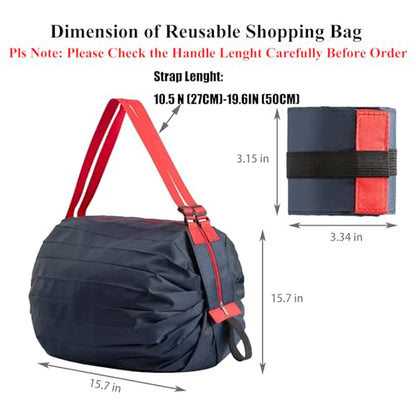 Foldable Reusable Shopping Bags 210D Nylon Waterproof Grocery Tote Travel Duffel Bag with Zipper & Adjustable Strap - color: 2pack-group 1