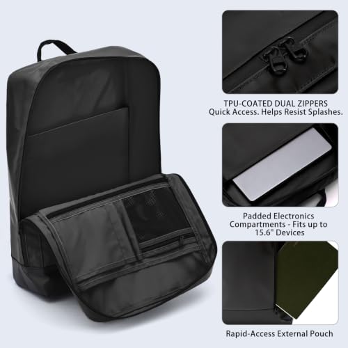 Travel Backpack for 15.6 Inch Laptop, 15L Lightweight, Black - color: Black, size: 15.6 Inch
