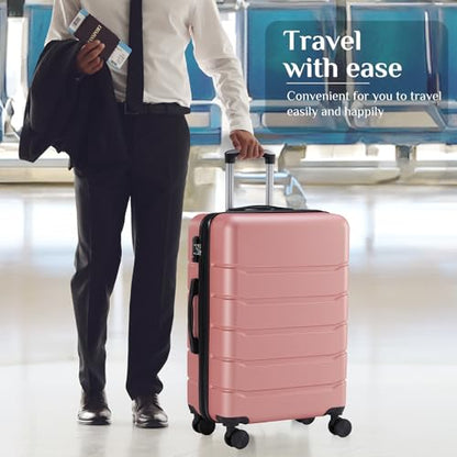 NEWBULIG 20 Inch Carry On Luggage, Suitcase with Spinner Wheels - color: Pink, size: 20 Inch