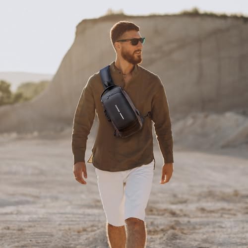 Rcrirth Sling Bag for Men | Anti-theft Crossbody Shoulder Chest Bag - color: Blackgold
