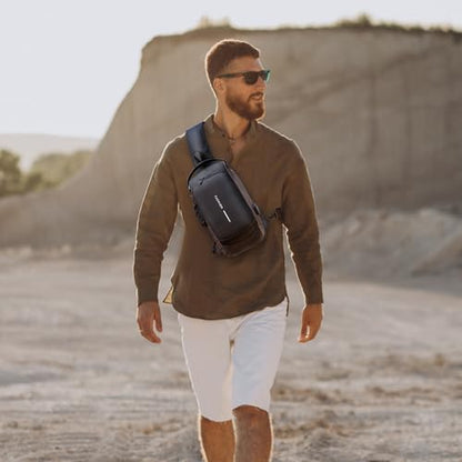 Rcrirth Sling Bag for Men | Anti-theft Crossbody Shoulder Chest Bag - color: Blackgold