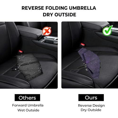 ZDSSM Inverted Umbrella for Rain, Compact Windproof Auto Open Close - color: Starry Sky
