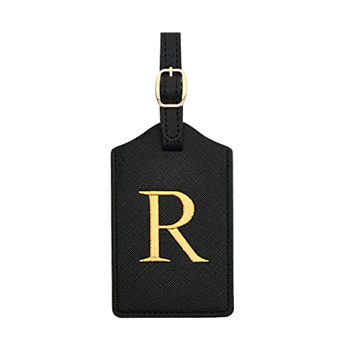 Luggage Tag PU Leather for Suitcase Baggage Handbag Travel Bag Label Suitcase Tag Label Tag w. Name Card & Privacy Cover (R) - style: R