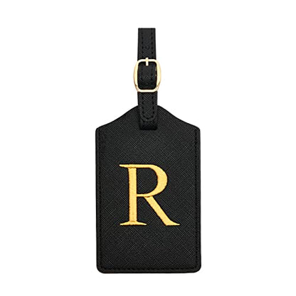 Luggage Tag PU Leather for Suitcase Baggage Handbag Travel Bag Label Suitcase Tag Label Tag w. Name Card & Privacy Cover (R) - style: R