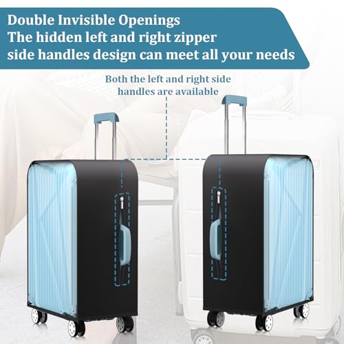 28 Inch Half Clear PVC Luggage Cover TSA Waterproof Protector - size: 28 inch