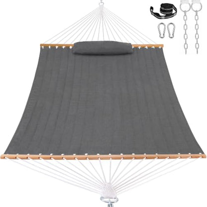 Lazy Daze 12 FT Sunbrella Quilted Hammock, Non-Fading Double Hammock - color: Cast Slate