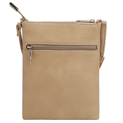 DELUXITY Crossbody Purse Bag Shoulder Bag Multi Pocket Zipper Purse - color: Camel