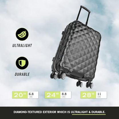 Kenneth Cole REACTION Diamond Tower Collection Lightweight Hardside Expandable 8-Wheel Spinner Travel Luggage, Lavender, 2-Piece Set (20" & 28") - color: Lavender, size: 2-Piece Set (20" & 28")