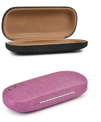 RayLove 3-Pack Hard Shell Eyeglasses Case Reading Glasses Hard Case - color: Black Black Purple