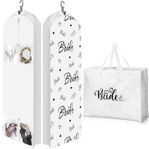 2 Pack 70" Wedding Dress Garment Bag 70" X 8" White - color: White, size: 70" X 8"