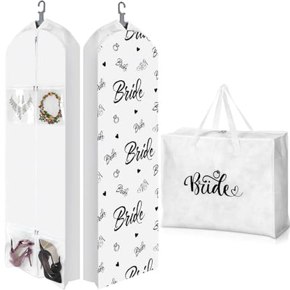 2 Pack 70" Wedding Dress Garment Bag 70" X 8" White - color: White, size: 70" X 8"