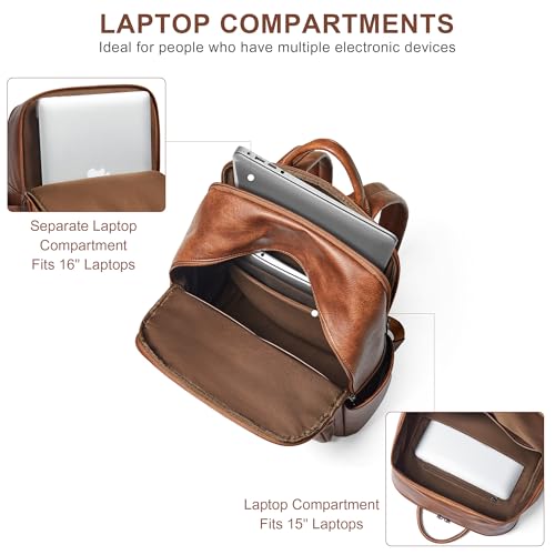 Shrrie 16 Inch Vegan Leather Laptop Backpack Purse for Women - color: Two-toned Brown