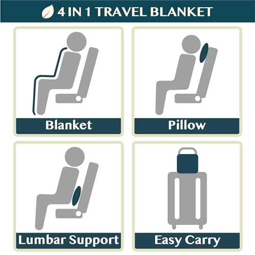 PAVILIA Compact 2-in-1 Travel Blanket Pillow for Airplane Flight, Dark Gray - color: Gray