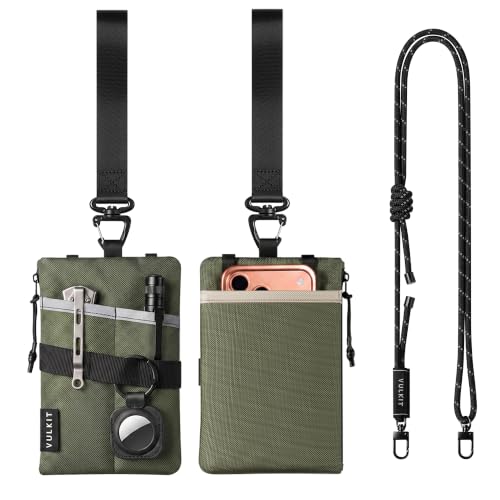 VULKIT Minimalist Travel Wallet with Lanyard RFID Blocking Water-Resistant - color: Army Green
