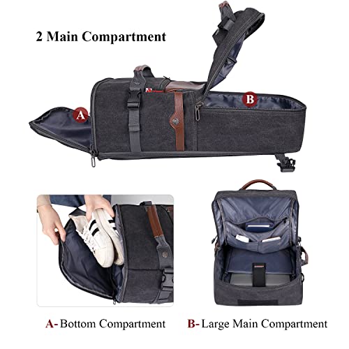 WITZMAN Travel Backpack for Men Large Convertible Duffel Bag Fits 16 Inch - color: 22 Inch Black