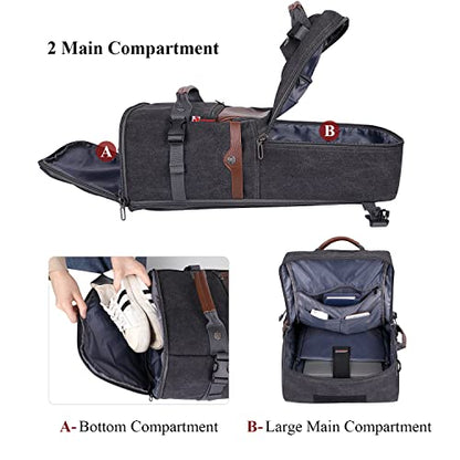 WITZMAN Travel Backpack for Men Large Convertible Duffel Bag Fits 16 Inch - color: 22 Inch Black