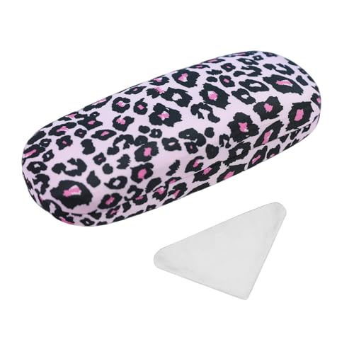 PERFECTSIGHT Hard Shell Eyeglasses Case, PU Leather Protective Glasses Case, Cute Eyeglass Case for Women Men Girls - color: Pink Leopard