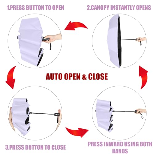 Jexine Windproof Travel Umbrella Compact Small - color: Lavender
