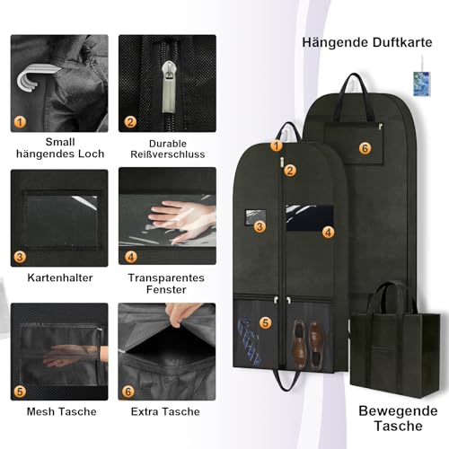 54" Garment Bags 2 Pack, Hanging Dress Covers for Closet Storage and Travel - size: Var-GYD-54-2P