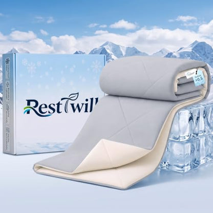 Dual-Sided Cooling Comforter, Gray and White, Queen - color: Gray & White, size: Queen