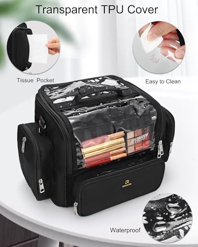 Professional Makeup Brush Bag, Makeup Artist Travel Makeup Brush Case - color: l black, size: XL