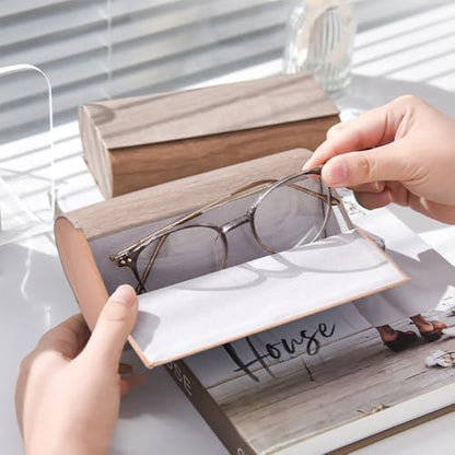 Philley Dual Glasses Case 2-in-1 Double Eyeglasses case - color: Wood Grain (Coffee + Brown)