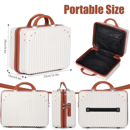 Vanity Case, 14 Inch Hard Shell Makeup Travel Suitcase, Beige - color: Beige