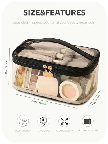 Clear Travel Makeup Bag Cosmetic Bags Waterproof Toiletry Orangizer Black - color: Black