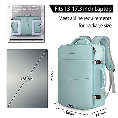Lubardy Travel Backpack for Men Women 40L Flight Approved Carry on Backpack - color: Green(backpack With 3 Packing Cubes)