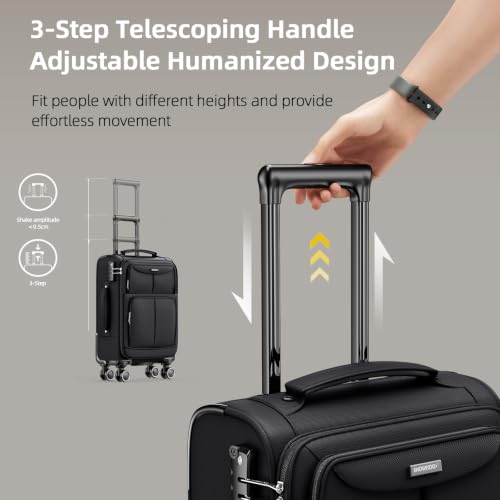 SHOWKOO Luggage Sets 3 Piece Softside Expandable Durable Suitcase Sets | Durable Oxford Fabric, Lightweight, 360°Double Spinner Wheels, TSA Lock, YKK Zippers, Black (20in/24in/28in) - color: Black