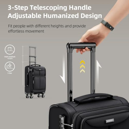 SHOWKOO Luggage Sets 3 Piece Softside Expandable Durable Suitcase Sets | Durable Oxford Fabric, Lightweight, 360°Double Spinner Wheels, TSA Lock, YKK Zippers, Black (20in/24in/28in) - color: Black
