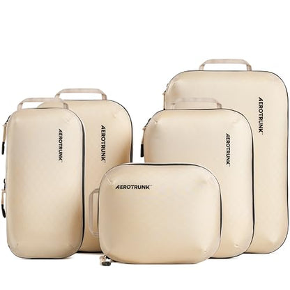 Aerotrunk Ultralight Compression Packing Cubes for Travel, 6-Pack, Beige - color: Beige, size: 6-Pack